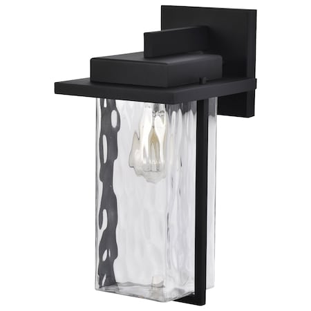 Nuvo Vernal 1-Lgt Large Wall Lantern - Matte Black / Clear Water Glass 60/7356